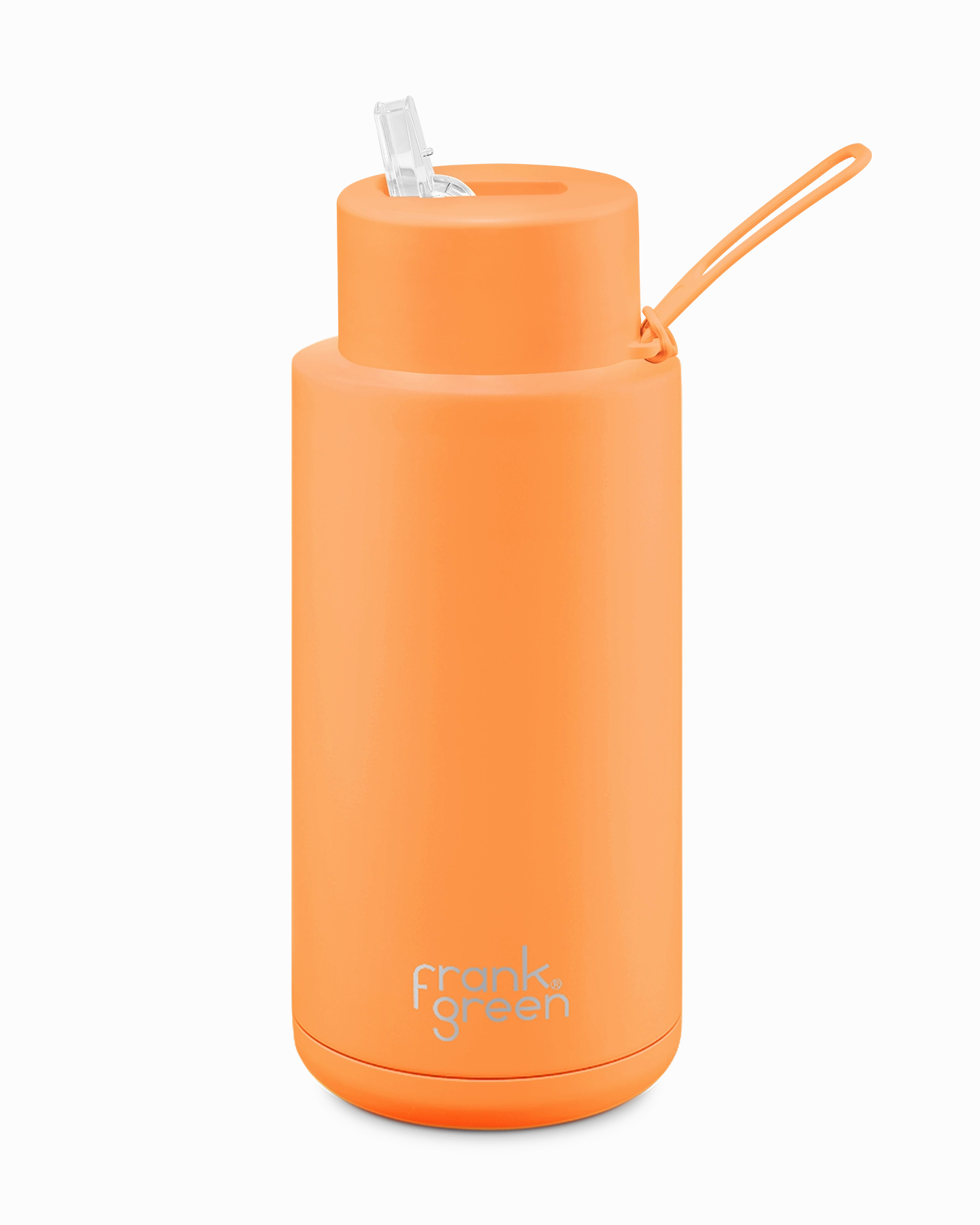 Gift Ideas Galore Frank Green Ceramic Reusable Drink Bottle 1 Litre With Straw Lid - Neon Orange