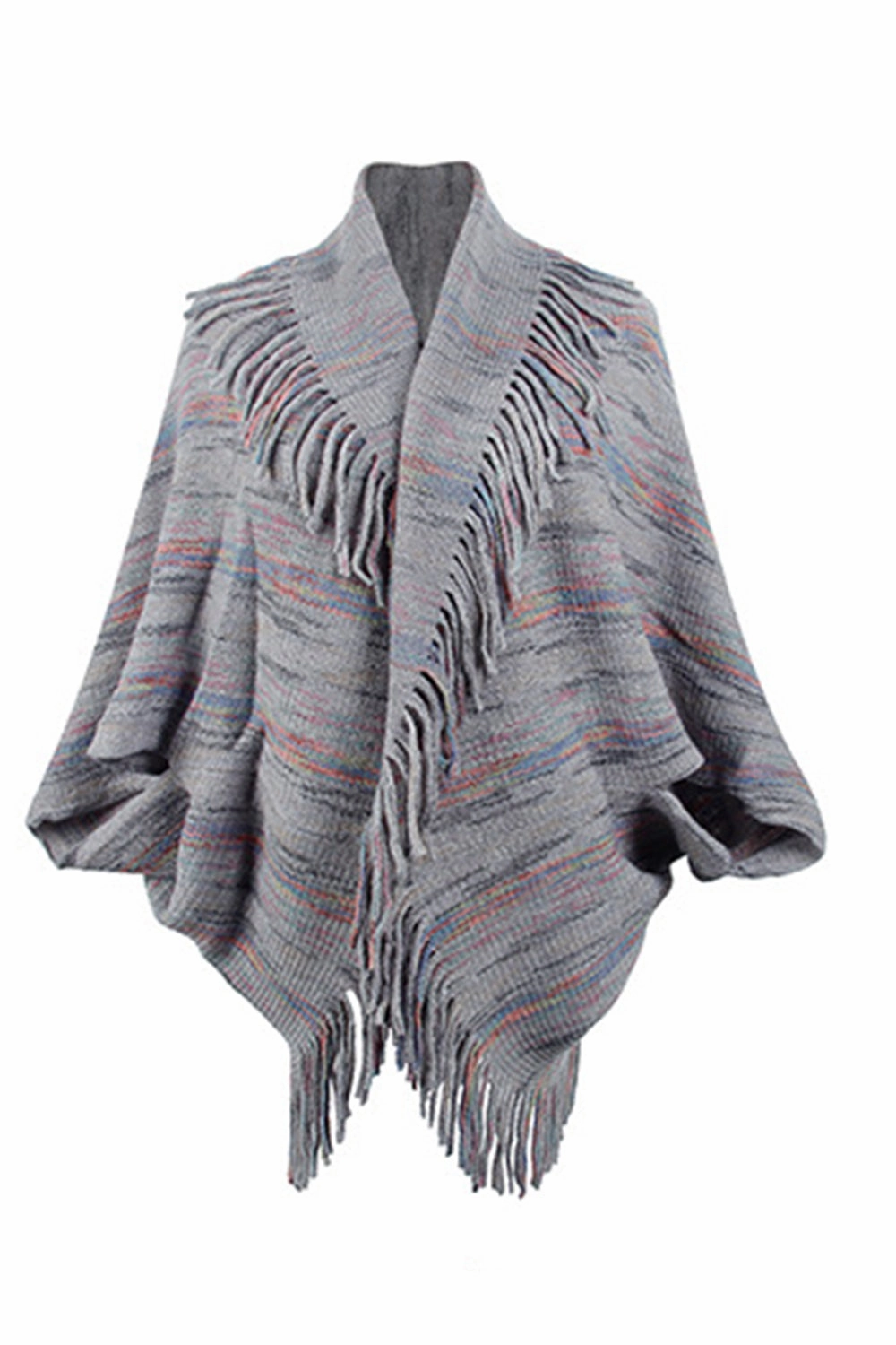 Fringe Detail Printed Poncho Big Sale Today