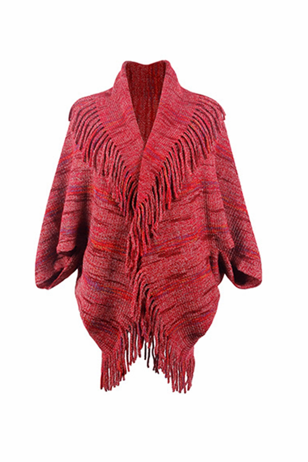 Fringe Detail Printed Poncho Grab the Deal Now