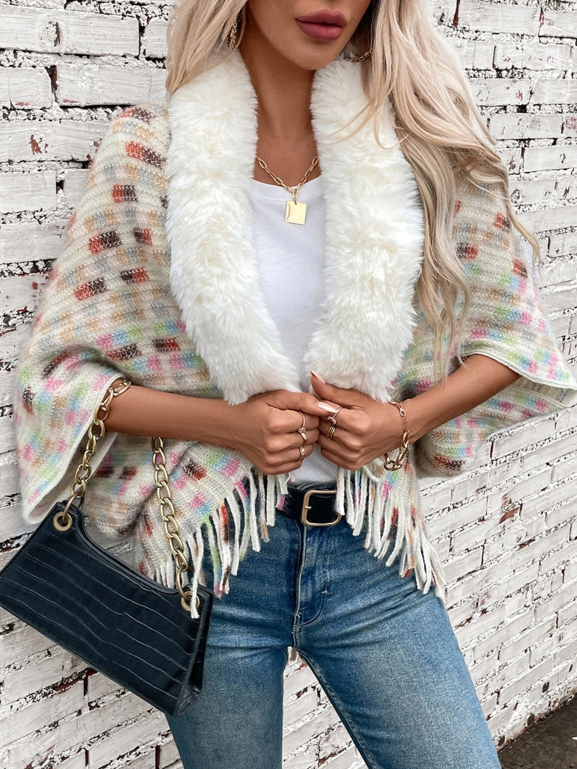 Today Only Steal Today Only Hot Pick Fringe Fuzzy Open Front Poncho