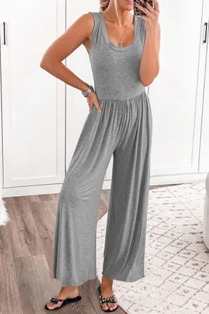 Mega Discount Event GiftWorthy Sale Full Size Scoop Neck Wide Strap Jumpsuit