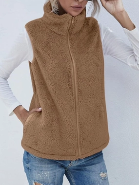 Full Size Fuzzy Zip Up Vest Coat With Pockets Shop Hot Picks Special Steal Event