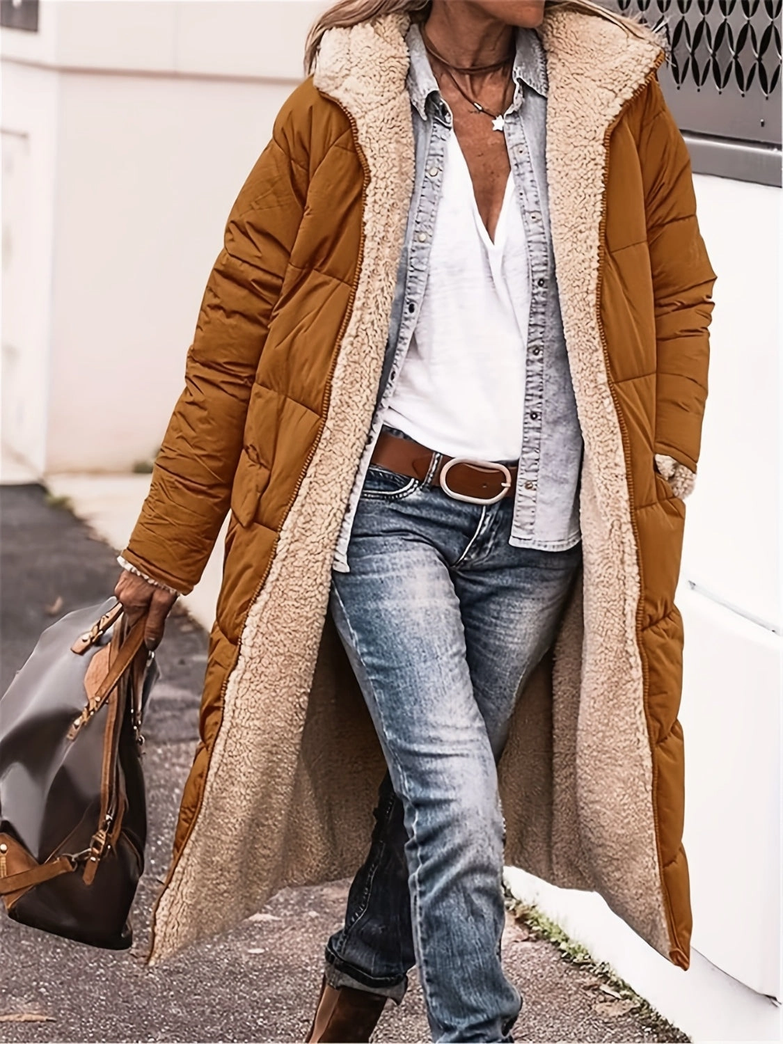 Full Size Zip Up Sherpa Hooded Coat Limited Stock Alert