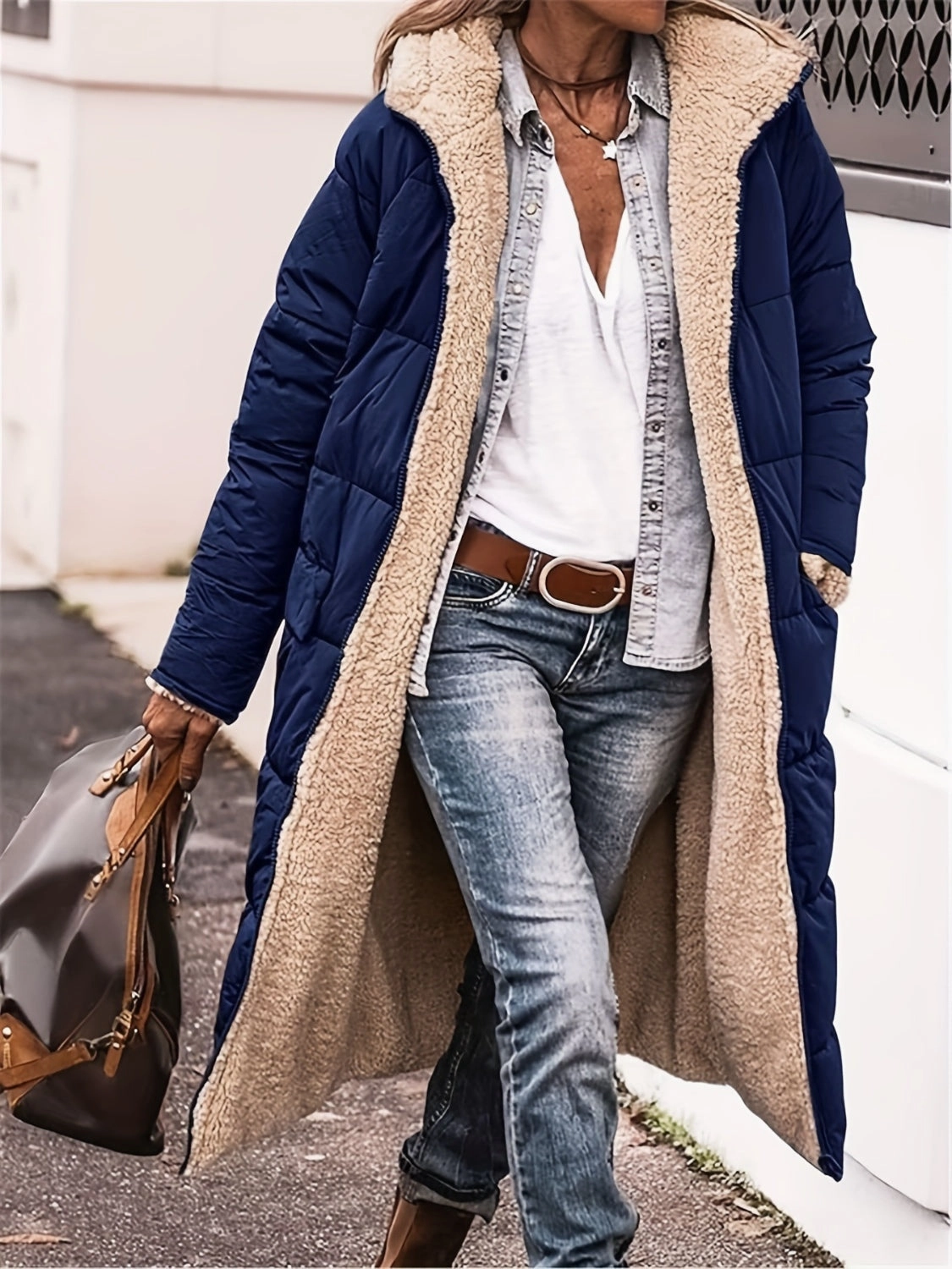 Full Size Zip Up Sherpa Hooded Coat Mega Hot Offer