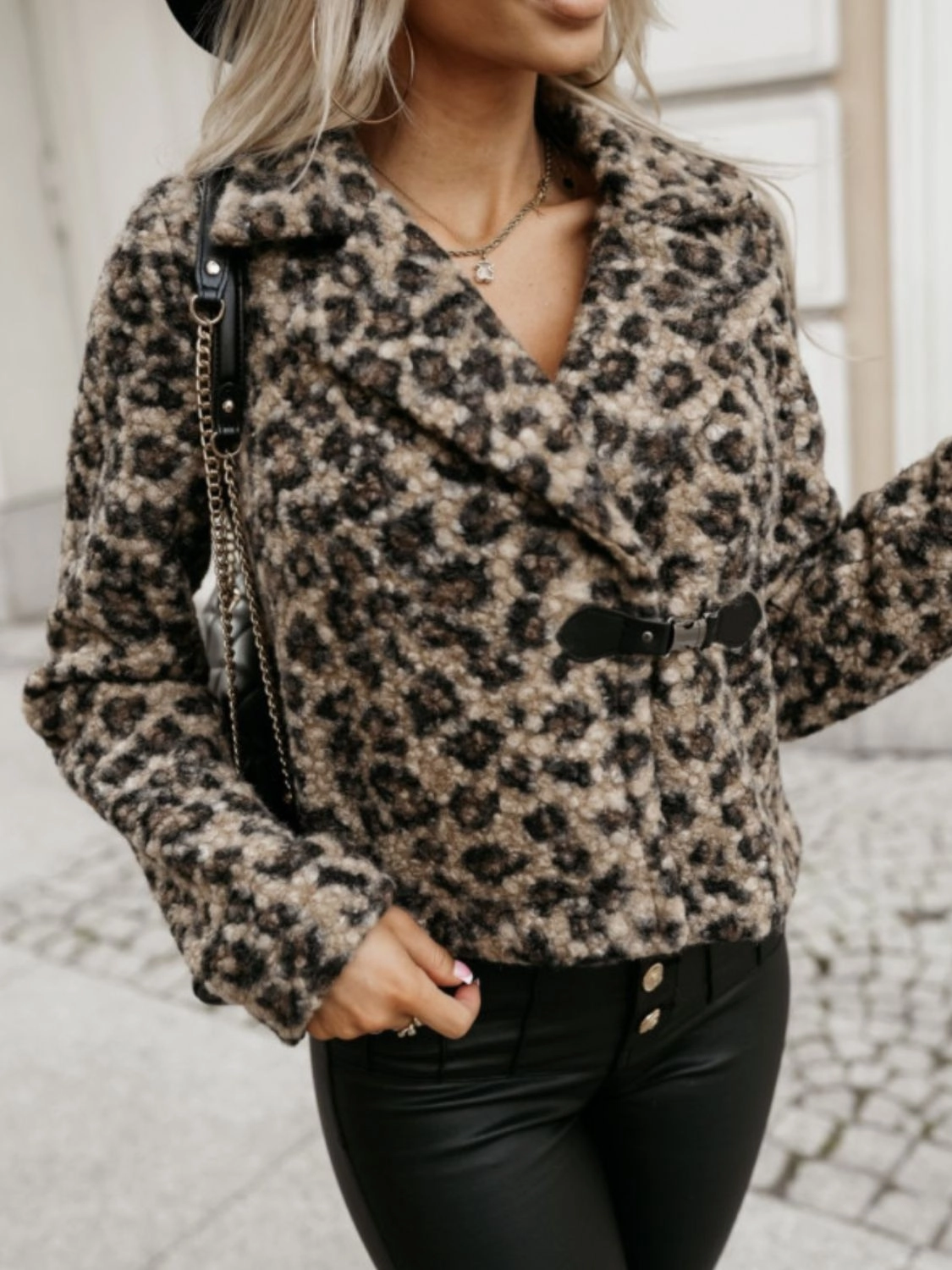 Fuzzy Animal Print Collared Neck Coat Shop Smart Deals Flash Pick Today