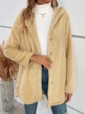 Fuzzy Button Up Hooded Jacket Flash Sale Alert Steal Todays Offer