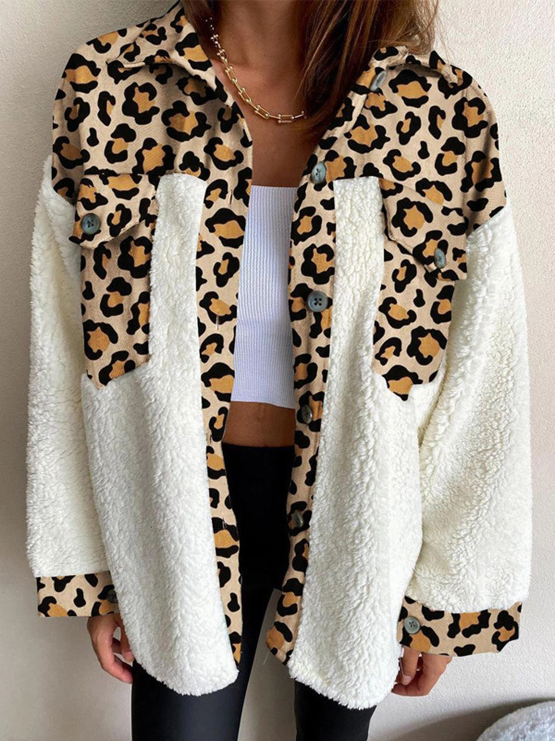Grab Your Savings Fuzzy Button Up Long Sleeve Jacket