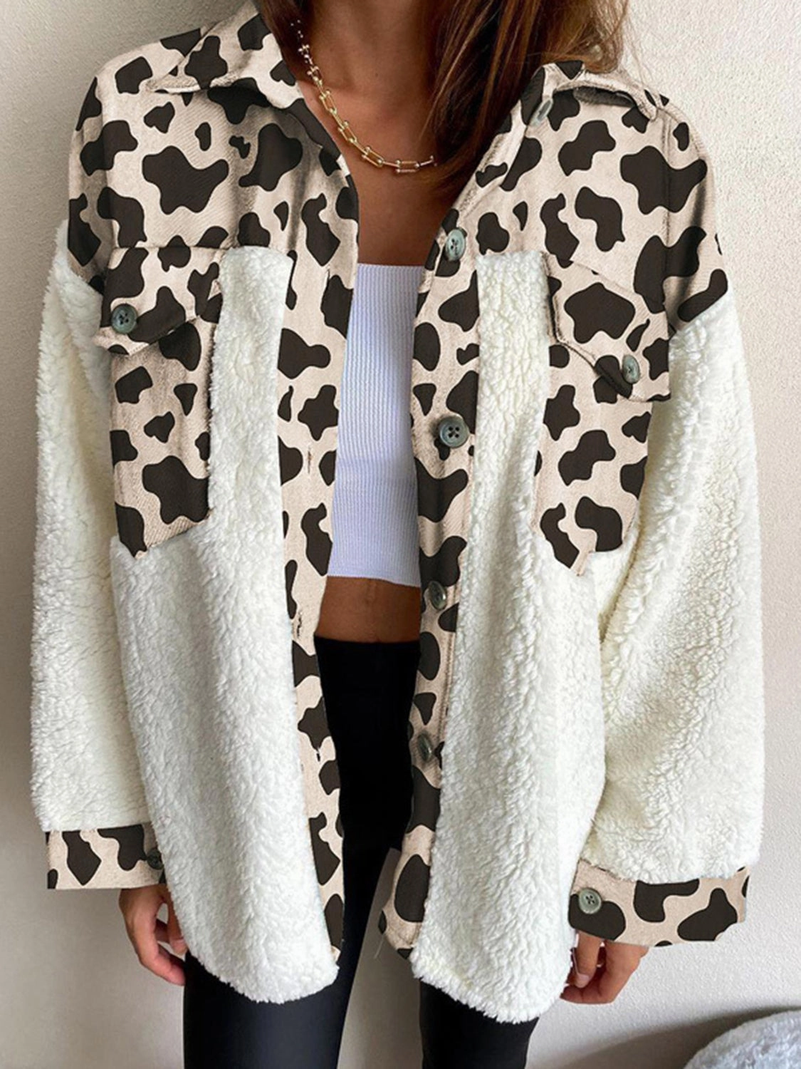 Hot Price Drop Limited Stock Hot Deal Fuzzy Button Up Long Sleeve Jacket