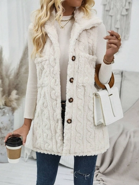 Big Price Drop Save More Now Fuzzy Button Up Vest Coat