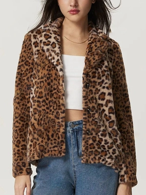 Fuzzy Leopard Collared Neck Jacket Dont Miss This Steal Exclusive Deal Inside