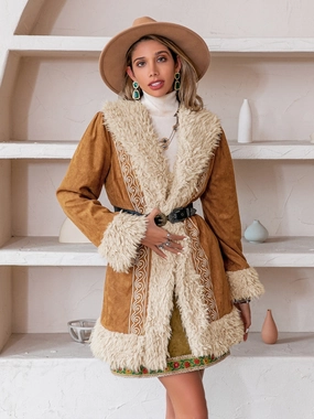 Fuzzy Open Front Long Sleeve Outerwear Online Exclusive Deal Today Only Special