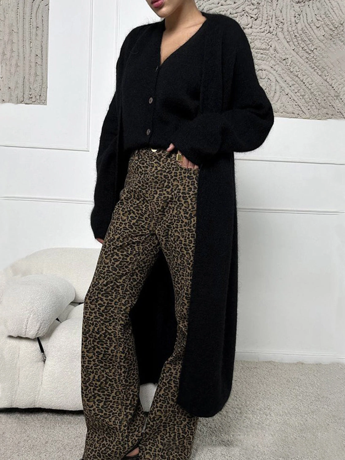 Mega Hot Offer Fuzzy Open Front Solid Color Cardigan