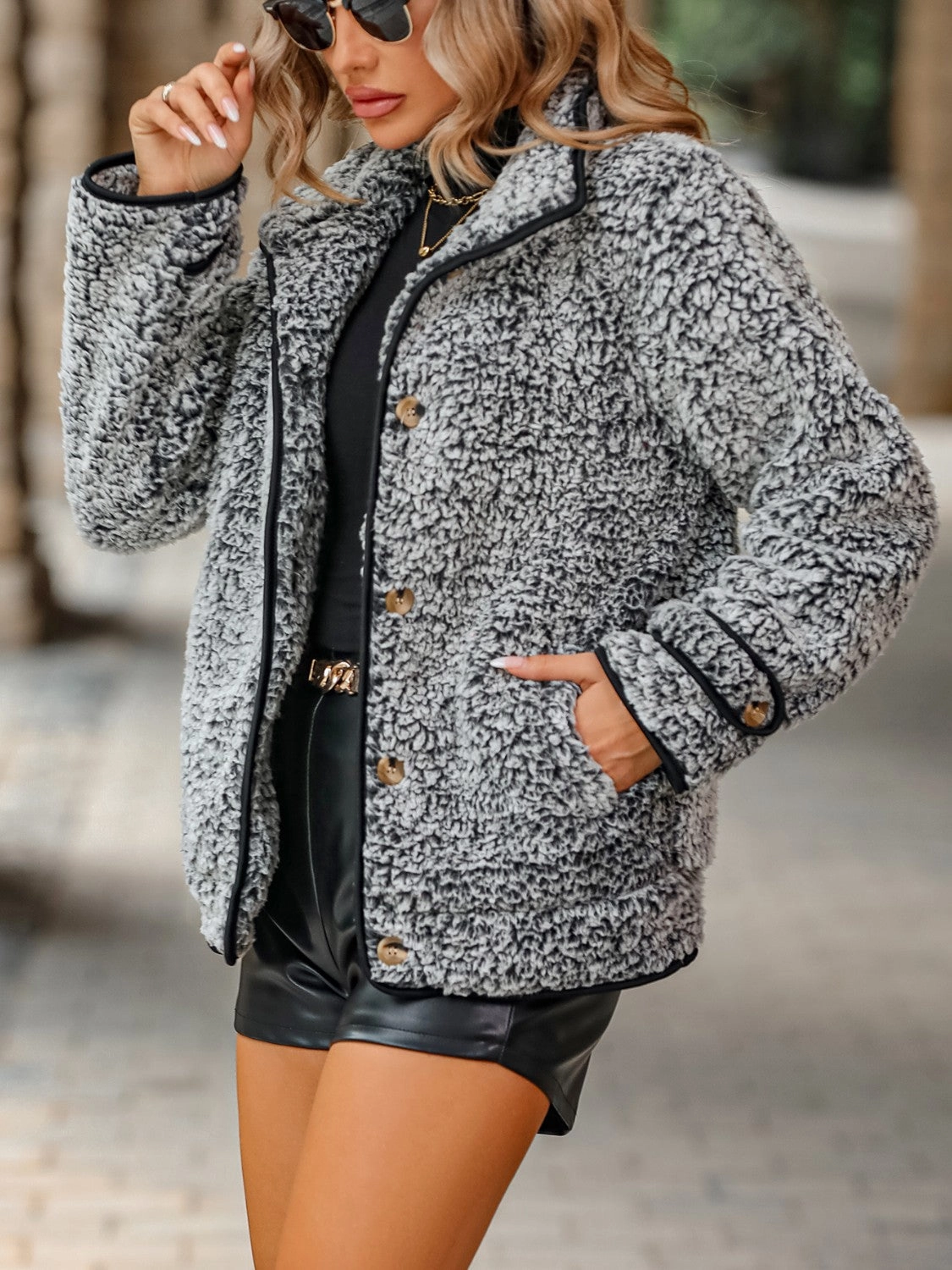 Mega Discount Today Grab It Before Gone Fuzzy Pocketed Button Up Jacket