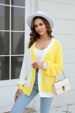 Angel Wings Open Front Contrast Color Balloon Sleeve Cardigan Big Price Drop Save Big Today
