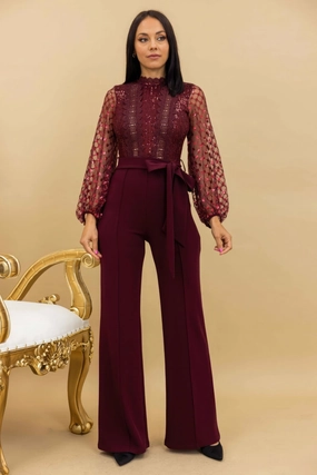 Crochet Sheer Mesh Sequined Polka Dot Jumpsuit MustHave Deal Today Only Steal