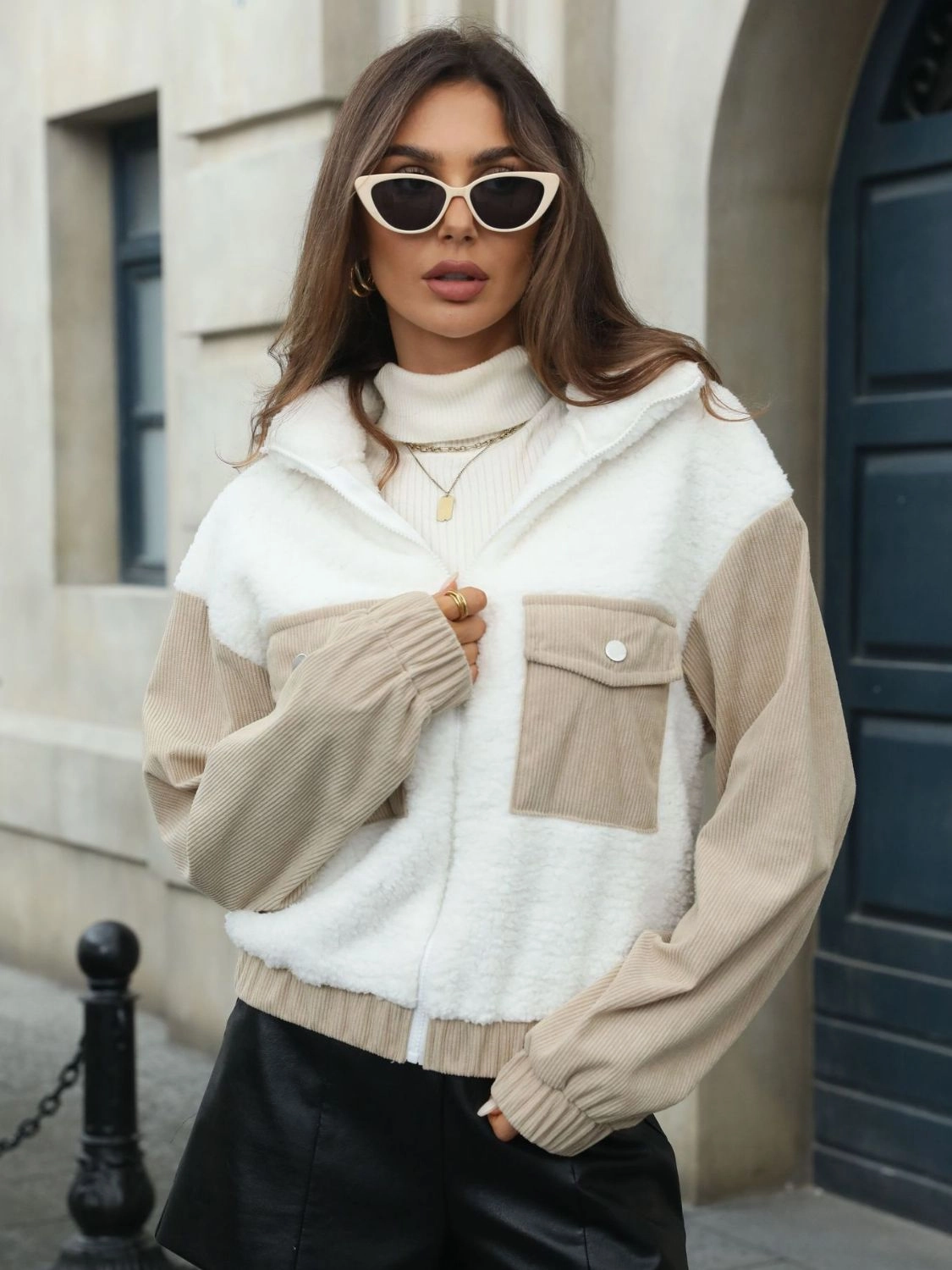 Save Big Today Perfect Gift Sale Contrast Zip Up Long Sleeve Jacket