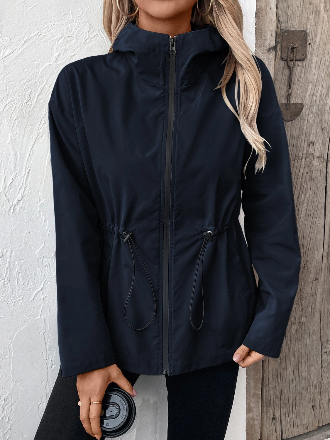 Clearance Event Today Hot Sale Frenzy Ivy Lane Drawstring Zip Up Hooded Jacket
