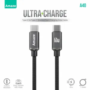 Amaze A40 Ultra Charge Type C To Type C Cable 60W 1M Big Sale Today Limited Time Offer