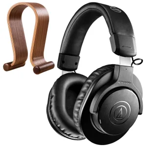 Grab It Fast Audio-Technica M20X Wireless Professional Monitor Headphones   Wood Headphone Stand