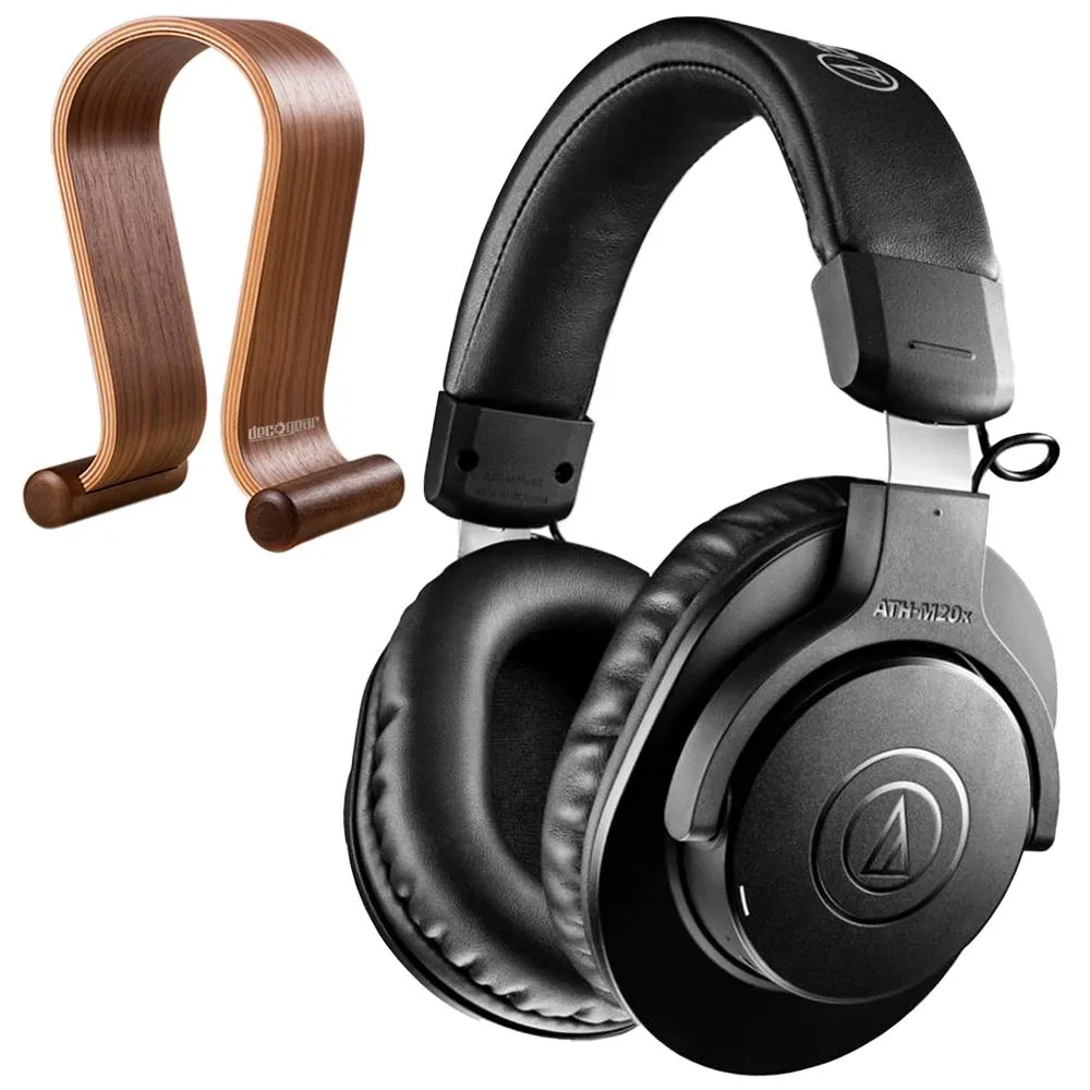 Grab It Fast Audio-Technica M20X Wireless Professional Monitor Headphones   Wood Headphone Stand