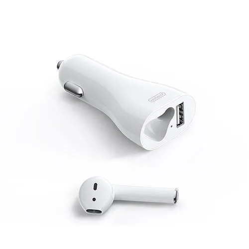 Today Only Hot Sale Joyroom Jr-Cp1 Car Charger With Bluetooth Earphone - White