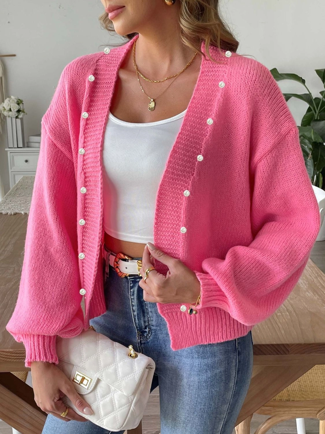 Flash Sale Now Limited Stock Offer Pearl Open Front Long Sleeve Cardigan