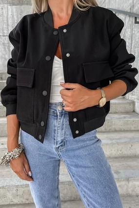 Todays Mega Savings Pocketed Snap Down Long Sleeve Jacket