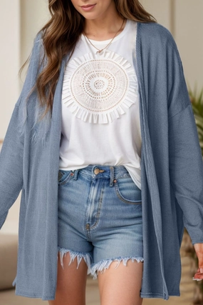 Hot Pick Sale Slit Open Front Long Sleeve Cover Up
