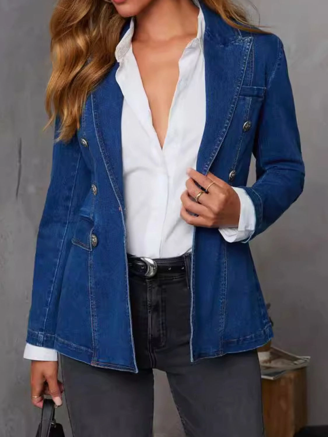 Best Deal Today Collared Neck Long Sleeve Denim Jacket