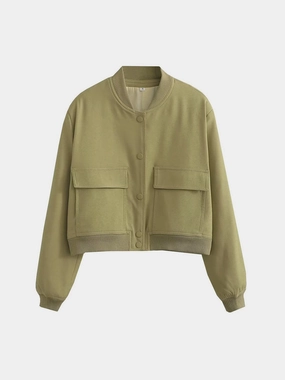Pocketed Snap Down Baseball Collar Jacket Shop Grab Savings MustHave Clearance