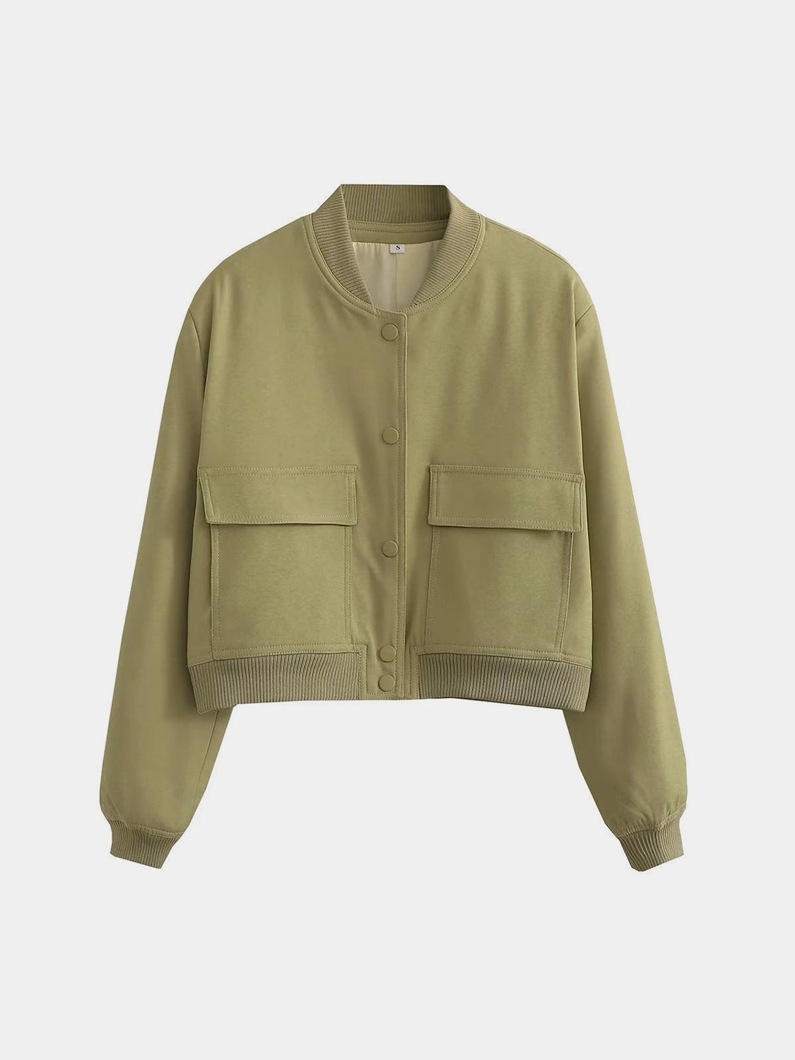 Pocketed Snap Down Baseball Collar Jacket Today Only Offer
