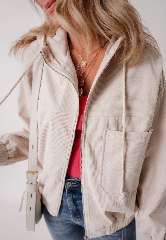 Shop the Savings Now Trending Now Offer Pocketed Zip Up Long Sleeve Hooded Jacket