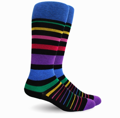 Dr. Segal Stripe Cotton Black Multi Energy Compression Socks - 15-20Mmhg Daily Clearance Deal Clearance Sale