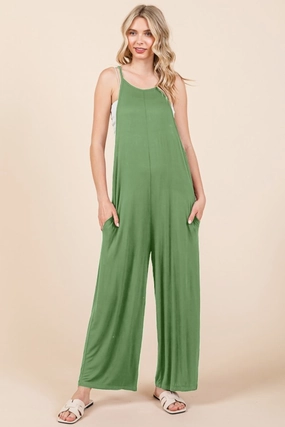 Exclusive Online Discount Today Only Hot Pick Culture Code Full Size Sleeveless Wide Leg Jumpsuit With Pockets