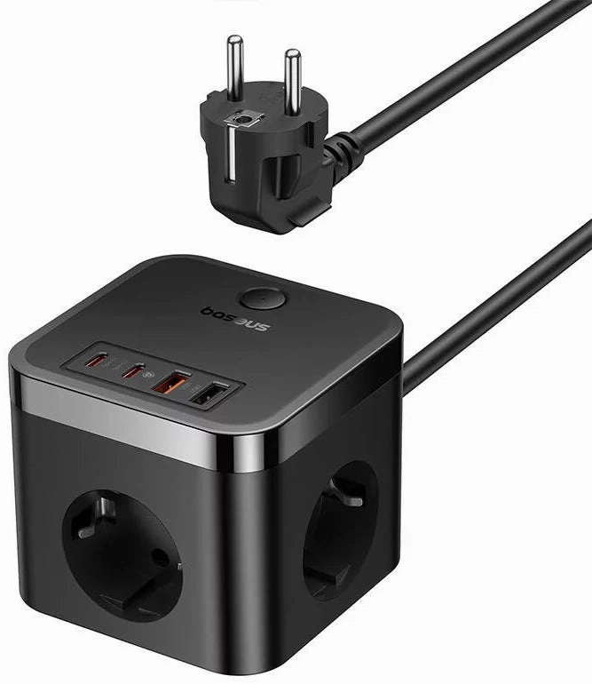 Baseus Powercombo Cube Power Strip 3Ac 2U 2C 30W 1.5M Eu Cluster Black Shop Todays Picks