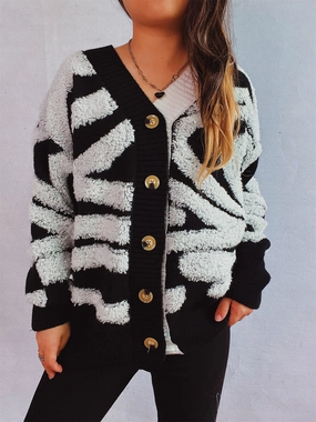 Best Deal Today Contrast Button Up Long Sleeve Cardigan