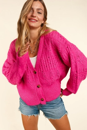 Clearance Alert Now Haptics Full Size Button Down Crop Long Sleeve Cardigan