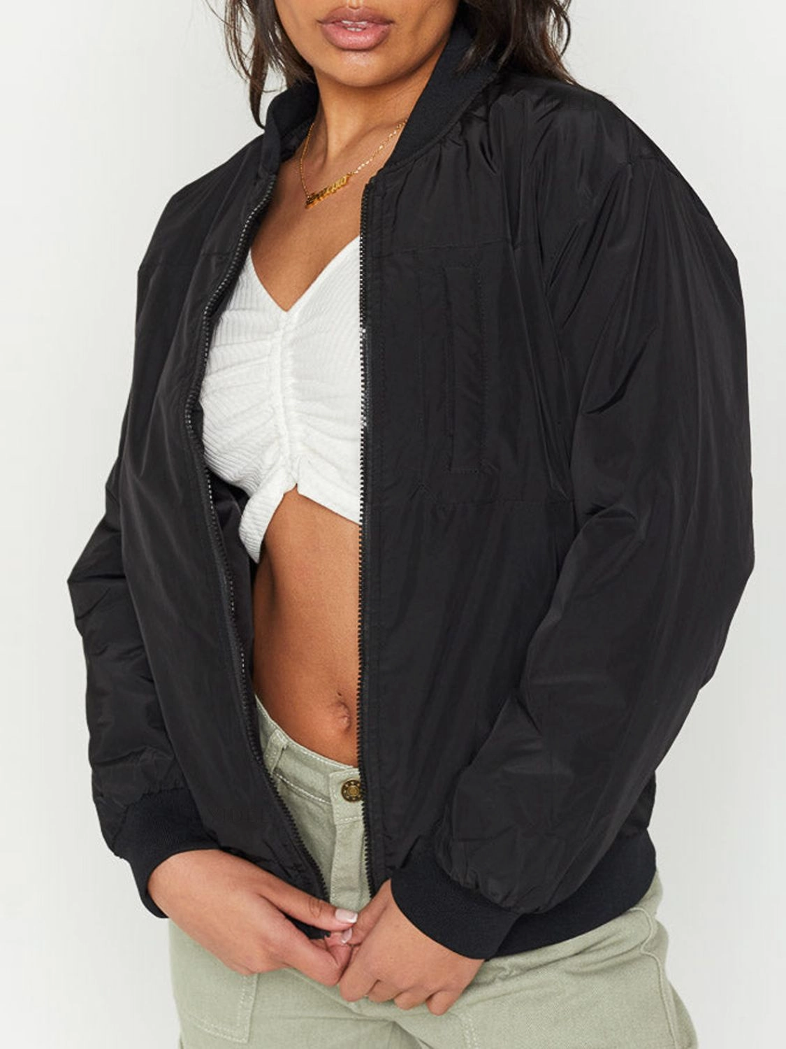 Zip Up Baseball Collar Jacket With Pockets Price Drop Alert Dont Miss Big Savings