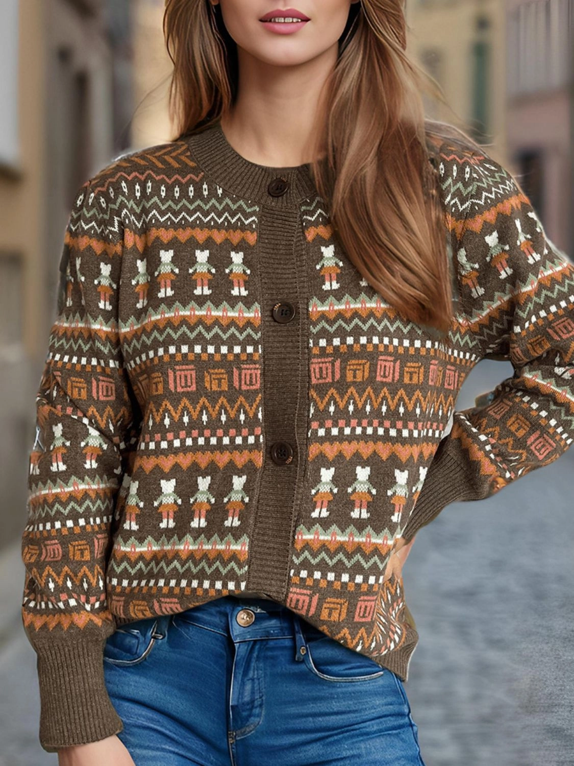 Clearance Event Today Graphic Button Down Long Sleeve Cardigan