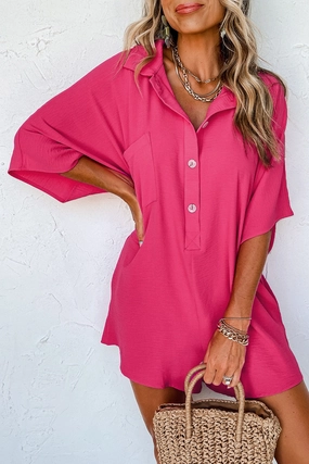 Half Button Collared Neck Romper Clearance Sale Now Limited Time Hot Deal