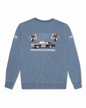 Limited Time Sale Trending Savings Now Hbpd Police Palms Pigment Crewneck - Slate  Blue