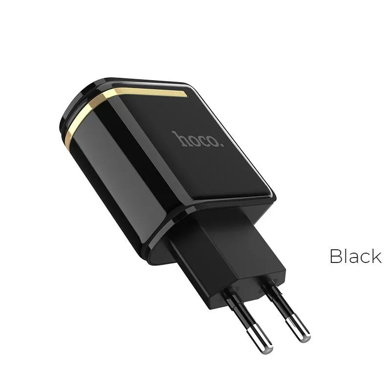 Dont Wait Save Limited Time Hot Deal Hoco C39A Enchanting Wall Charger Eu Dual Usb Charging Adapter - Black