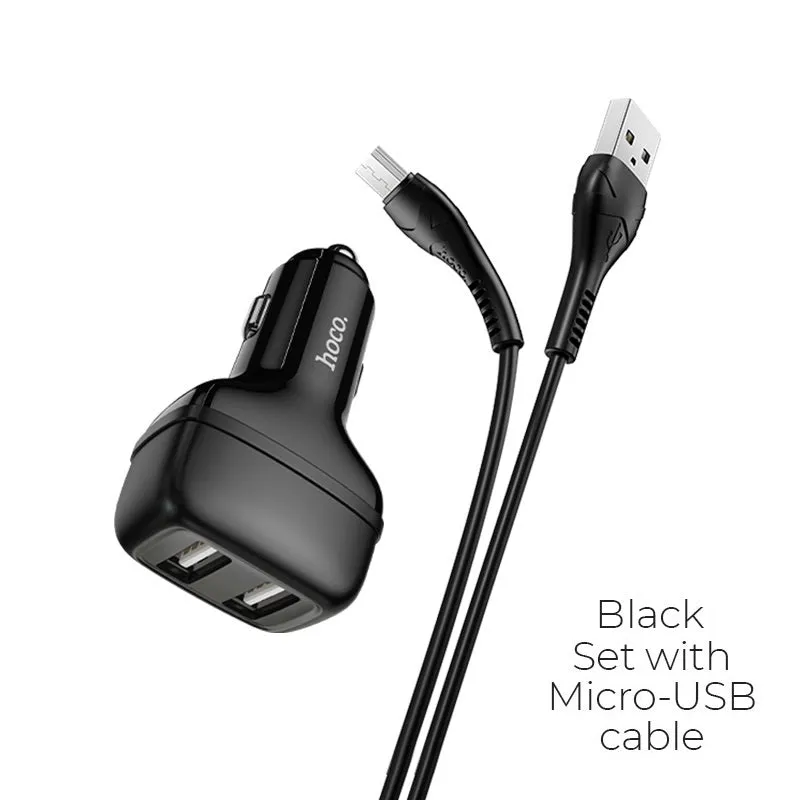 Hot Offer Inside Sale Ending Soon Hoco Z36 Leader Car Charger Dual Port Set With Micro Usb Cable