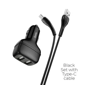 Hoco Z36 Leader Car Charger Dual Port Set With Type-C Cable Special Online Offer