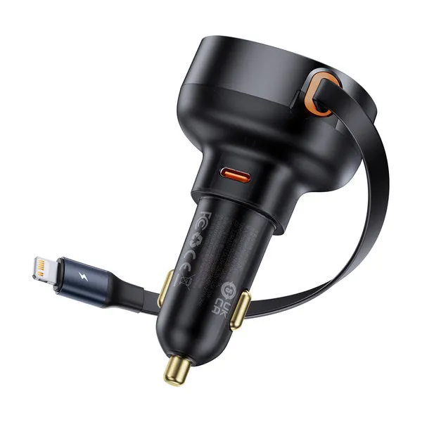 Baseus Enjoyment Pro Car Charger C Retractable Ip Cable 55W Cluster Black Best Deal Today