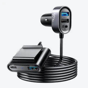 Surprise Discount Today Clearance Alert Now Joyroom Jr-Cl05 5-Port Qc3.0 Pd Fast Car Charger Adapter 5Ft Cable For Front/Back Seat Charging