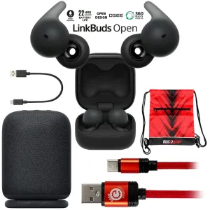 Sony Linkbuds Open Truly Wireless Earbud With Mic, Black   Linkbuds Speaker Bundle Mega Savings Now