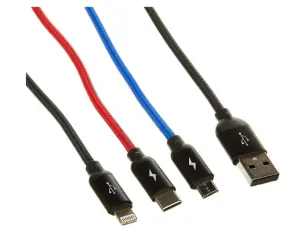 Hot Offer Inside Baseus Three Primary Colors Usb  Micro Usb / Lightning / Usb-C Cable With Nylon Braid 3.5A