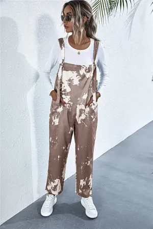 Pocketed Tie-Dye Wide Strap Overalls EndofWeek Deals Special Price Today