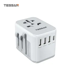 Tessan 17W Universal Travel Adapter With 1 Usb C & 3 Usb A Ports Today Only Discount